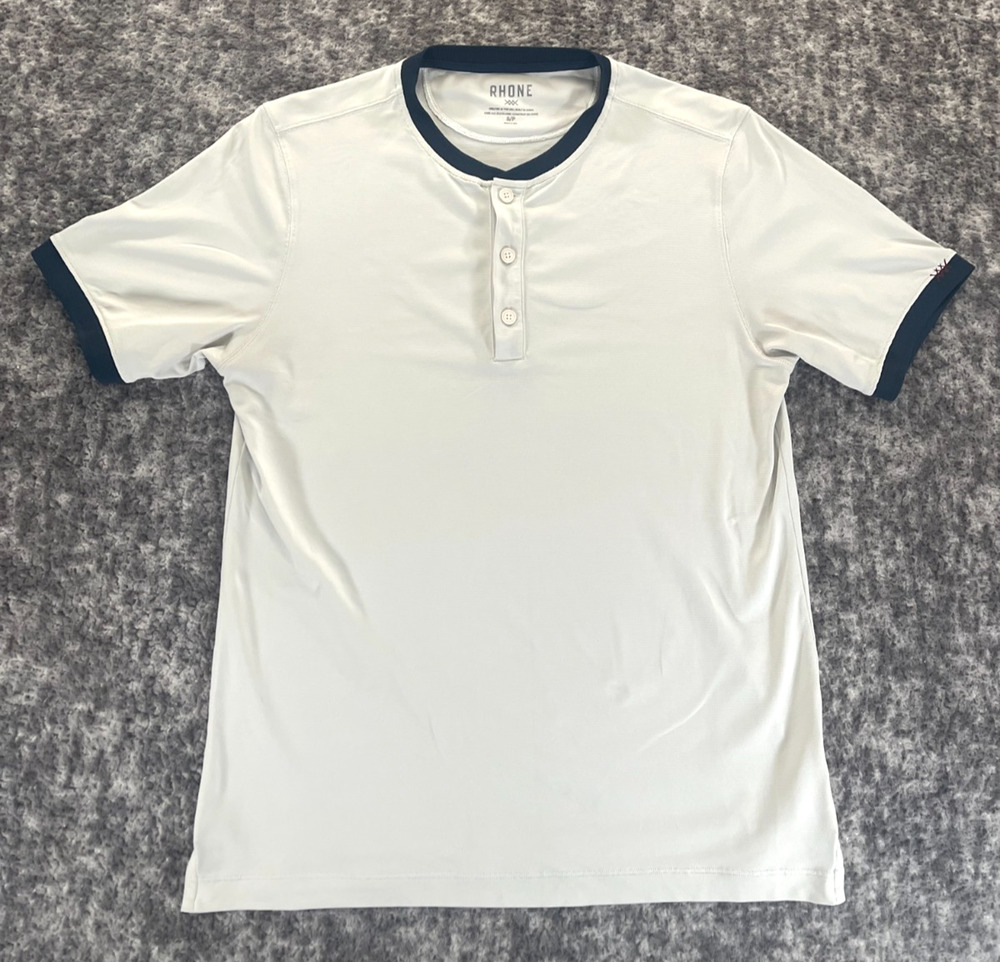 Rhone Henley Golf Polo Mens Small White Performance Preppy Athletic
